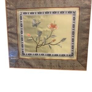 Floral and Butterfly Embroidered Art